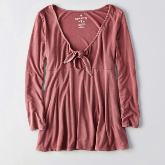 America eagle soft and sexy tie front swing top - Picture 2 of 8